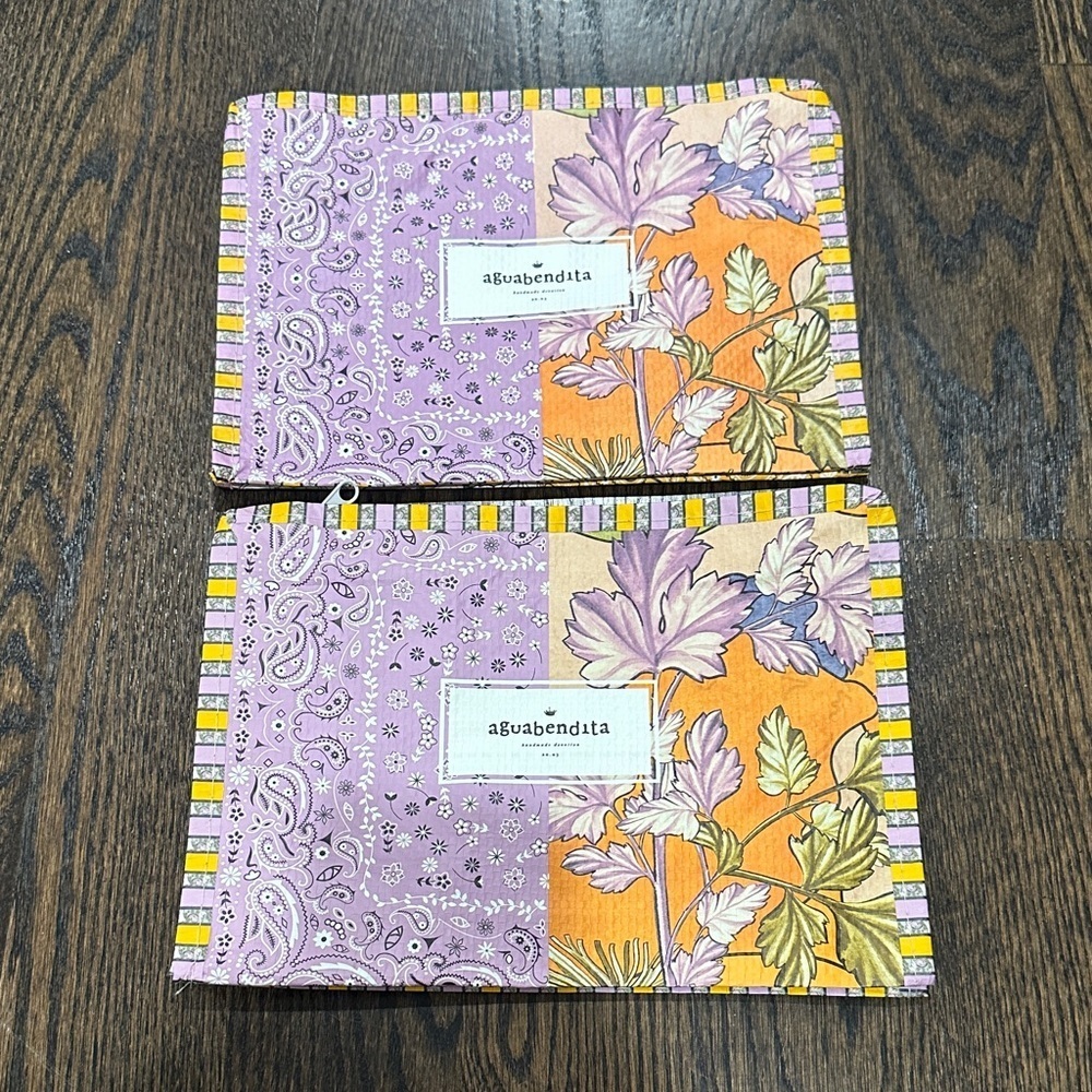Agua Bendita Purple and Orange Floral Pouches
